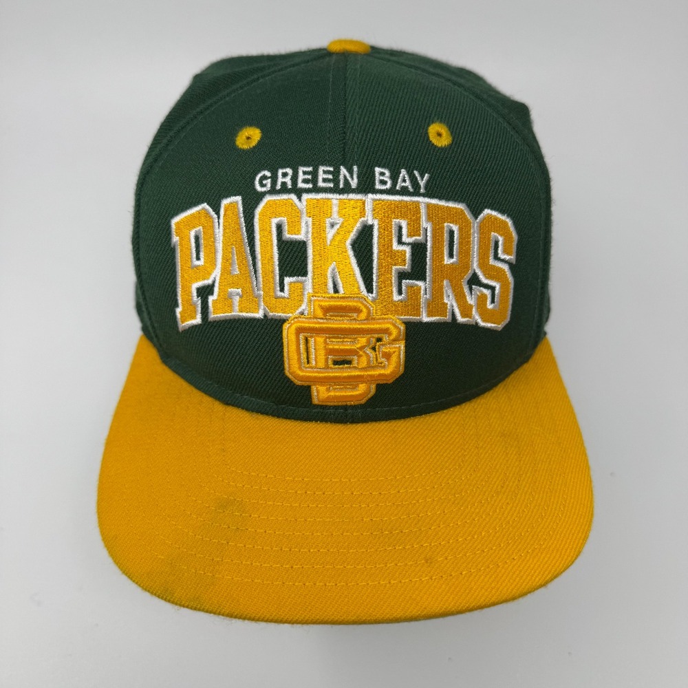 Mitchell & Ness Green Bay Packers Snapback Hat Green Yellow NFL Vintage Cap